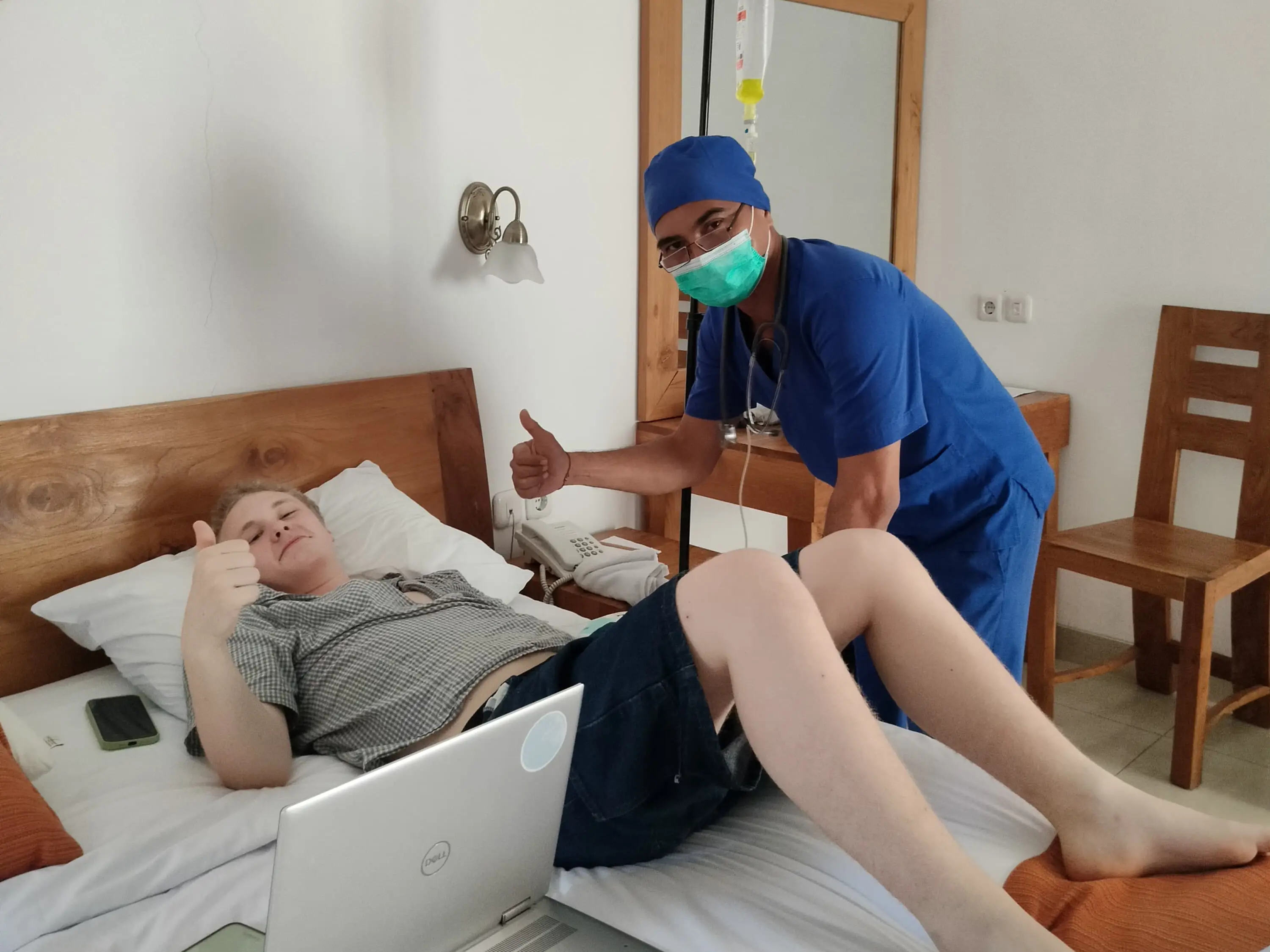 Clinician providing care during a house call visit